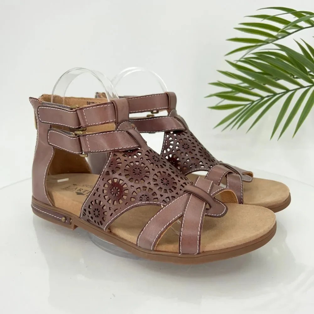 L'Artiste SpringStep Women's Dezra Sandal Size 40 10 Flat Brown Gladiator Shoes - Picture 2 of 15